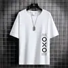 Camiseta de Manga Corta para Hombre Verano Cuello Redondo Holgada Media Manga Ropa Superior Estilo Coreano Camiseta Base Casual Transpirable para Adolescentes y Estudiantes