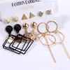 Set de Aretes de Aro con Perlas para Mujer Pendientes Geométricos Pendiente Círculo