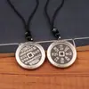 Colgante de moneda Shangui hecho de plata tibetana, colgante de moneda de cinabrio estilo chino vintage, accesorio de collar de hebilla de paz retro