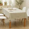 Toalha de Mesa Listrada Bicolor Estilo Europeu, Toalha de Mesa Retangular Embossada Poliéster-Algodão, Toalha de Mesa Impermeável Decorativa, Atacado e Personalização