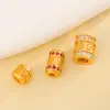 Plata 925 Chapada en Oro Diamante Incrustado Barril con Mantra de Seis Palabras Cuentas Espaciadoras Cuerda para Ensartar Cuentas Hecha a Mano DIY Accesorios de Joyería de Plata