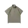 Yidao Vintage 2026 Verão Novo Estilo Americano Funcional ao Ar Livre Manga Curta Masculino High-End Fresco Solto Patchwork Camiseta