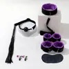 Conjunto de pelúcia erótica SM para bondage, algemas, coleira, chicote, brinquedos de treinamento, produtos para adultos para casais, conjunto de espinhos
