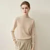 Suéter 100% cachemira pura, nuevo estilo otoño e invierno, jersey holgado corto para mujer con cuello semi-alto, camiseta base de punto cálida