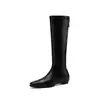 Botas de Moda Coreana Elegantes y Simples Elásticas Adelgazantes 2026 Otoño/Invierno Nuevas Punta Cuadrada Tacón Plano Aumento Oculto Botas de Jinete para Mujer