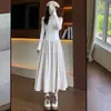 Saia Mochi Cinza H560 para Mulheres, Saia Midi de Malha Estilo Preppy, Cintura Alta Emagrecedora Linha A, para Primavera e Outono