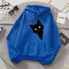 Sudadera con Capucha de Algodón Casual con Estampado de Gato Negro Miau Divertido para Hombre/Mujer
