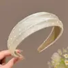 Diadema de corona alta estilo coreano, diadema de borde ancho, diadema para lavarse la cara con dientes, accesorio para el cabello de tela a cuadros de alta gama