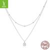 Prata Ziyun original banhado a platina trevo dupla camada colar de luz leve de luxo de alta qualidade 925 prata clavícula cadeia SCN481
