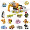 12 Blocos de Montar de Pequenas Partículas para Crianças, Blocos de Montar Montados de Animais, Gashapon Torcido Desmontado Único, Brinquedo Gashapon que Encaixa