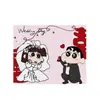 Rojo Palabra Feliz Shin-Chan Círculo de Seda Alfombrilla para Entrada de Boda Puerta de Entrada Alfombrilla Antideslizante Alfombra de Entrada del Hogar