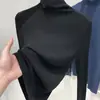 Top de tricô base de gola alta em lã finamente fiada para mulheres, novo estilo para outono e inverno, 48 contagens, versátil, gola solta, top suéter para usar por baixo