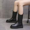 Botas de tubo de humo finas y cómodas de cuero suave, de moda, primavera y otoño 2024, recién llegadas, botas individuales, botas Chelsea blancas de media caña, botas Martins