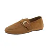 Zapatos casuales, mocasines de otoño, zapatos de vestir sencillos, zapatos de mujer, estilo coreano, con tacón oculto, cierre de hebilla, versátiles, retro, nuevo estilo 2026
