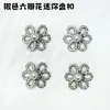 Fecho Mini Flor de Seis Pétalas com Incrustação de Pérola 14,5x13mm, Fecho de Pressão Vintage em Liga de Zinco, Boneca de Algodão BJD