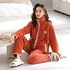 [Esportes] Pijamas Femininos Inverno forrado de lã Grosso Quente Coral Fleece Flanela Roupas de Casa terno