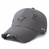 Gorra de béisbol vintage con parte superior rígida y rasgada, estilo coreano, personalizada, informal, para viajes al aire libre, con protección solar.