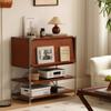Gabinete de Almacenamiento con Puerta abatible, Vitrina Multifuncional, Gabinete Vintage, Estante de Almacenamiento Estilo Japonés, Revistero Bauhaus de Múltiples Niveles de Pie