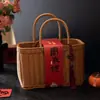 Canasta tejida a mano para hornear repostería, tamales del Festival del Bote del Dragón, empaque de huevo de pato salado, caja vacía para regalo de cumpleaños, boda y celebración
