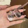 Brincos Minimalistas Gota d'Água Translúcida Agulha de Prata, Brincos de Tarraxa Personalizados de Alta Qualidade para Moda de Nicho