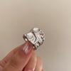 Anillo Ancho Geométrico Plegado para Mujer, Moda de Alta Gama, Elegante y Único, Anillo Abierto Exagerado para Commuter, Anillo de Dedo Índice Hip-Hop