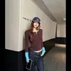 Camiseta de Manga Larga con Cuello Henry Bloque de Color Falsa de Dos Piezas para Mujer en Otoño, Sexy, de Gama Alta, Efecto Adelgazante, Top para Capas Interiores