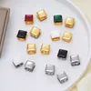 Brincos Quadrados com Esmalte Gotejado Vintage Argola de Orelha Minimalista Francesa Design com Sensação de Alto Padrão Joia de Orelha Versátil para Mulheres