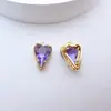 Colgante de Corazón Colorido con Incrustaciones de Circonita de Cobre con Recubrimiento de Oro que Conserva el Color Materiales para Pulsera, Collar, Aretes Hechos a Mano