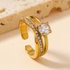 Anillo de circón europeo y americano transfronterizo para mujer, anillo de acero de titanio con micro diamantes cruzados de viento frío de lujo ligero, joyería de acero inoxidable que combina con todo