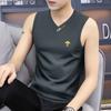 2025 Nuevo Chaleco Cuello en V Camiseta sin Mangas para Hombre Chaleco de Fitness Sudadera de Secado Rápido Verano Modal Seda de Hielo