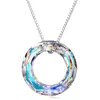 Cadena de clavícula mágica redonda de cristal austriaco, colgante sencillo transfronterizo europeo y americano, collar Shijia colorido para mujer