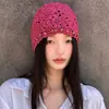 Sombrero Gorro Nuevo de Verano con Perlas Personalizado Transpirable Hueco para Mujer Estilo Étnico Retro Artístico Tejido Fino Suéter Gorro