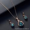 Conjunto de collar y pendientes colgantes de color azul y verde para mujer, joyería al por mayor, comercio exterior transfronterizo