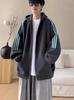 Jaqueta Cardigan Americano com Zíper Casal com Capuz Moletom Marca Tendência Masculina Primavera & Outono 2025 Nova Listrada Versátil