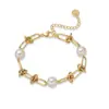 Aogu Pulsera de Cadena de Acero Inoxidable Perla Transfronteriza Europea y Americana Nicho Lujo Accesible Retro Joyería de Mano Versátil Moda Ins para Mujer