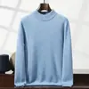Suéter de cachemira para hombre con cuello semi-alto, color liso, tejido de punto business casual, corte holgado, lujo ligero, engrosado, cálido, suéter de capa base