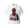 Camiseta de Manga Curta com Estampa de Personagem Travis Scott, Marca Europeia e Americana Tendência Transfronteiriça para Homens e Mulheres, Estilo High Street Americano Saint Manga Curta