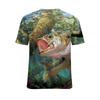 Verão 2025 Novo Animal Peixe Subaquático Impressão Digital 3D Manga Curta Moda Masculina Distintiva Camiseta Solta