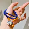 Pulseira de Prata 925 de Alta Qualidade Lápis Lápis Lápis Natural Cheia de Mel Cera de Abelha Antiga Pulseira de Múltiplos Círculos