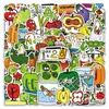 50 pegatinas originales de mercado de verduras, diseños de alimentos infantiles dibujados a mano transfronterizos, no infractoras, pegatinas decorativas impermeables para cuadernos