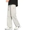 Calça Masculina de Verão Fina Tendência Marca Perna Reta Secagem Rápida Seda de Gelo Meninos Cinza Sensação Fresca High Street Esportiva Casual