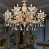Lámpara de araña de estilo dúplex estilo palacio, lámpara de araña de cristal de jade natural de cobre, lámpara de sala de estar de lujo de estilo europeo, hogar, toda la casa