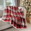 Manta de Franela Manta Navideña Decoración de Copos de Nieve Regalo para Sofá Suave Roja para Navidad Transfronteriza Cama Coche