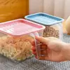 Caja de Almacenamiento de Plástico Transparente Sellada para Refrigerador con Asa, Contenedor de Almacenamiento de Granos para Cocina, Caja de Almacenamiento de Alimentos