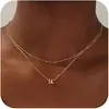 Collar de Moda Transfronterizo Europeo y Americano Versátil en Capas con Iniciales y 26 Colgantes, Nuevo Estilo para Mujer 2024 para Superponer