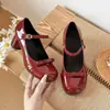 Sapatos Mary Jane para Mulheres com Laço, Salto Grosso, Boca Rasa, Estilo Vestido de Verão, Novo Modelo 2026, Sapatos de Salto Único Retro Francês Aumentadores de Altura