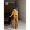 Pantalones de Otoño de Cintura Alta, Corte Holgado y Pierna Ancha Distribución al por Mayor [Cinturón Gratis] Pantalones Casuales con Forro Polar para Mujer