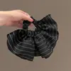 Saia Preta com Listras Finas Estilo Coreano Elástico de Cabelo Tecido Texturizado Corda de Cabelo para Rabo de Cavalo Acessórios de Cabelo 2025 Novo Elegante Corda de Cabelo
