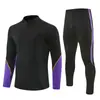 Conjunto de treino de futebol com zíper parcial e mangas compridas, feito sob medida para outono e inverno, top e calça para academia, uniforme de equipe, vestuário de competição, tamanho europeu