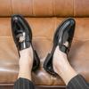 Zapatos de plataforma de estilo británico para exteriores, de moda, con cordones cruzados, negros, para hombre, de talla grande, sin cordones, de moda de otoño.